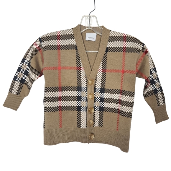 Burberry Other - Burberry Boy's Johnny Check-Print Cardigan Wool Sweater NWT